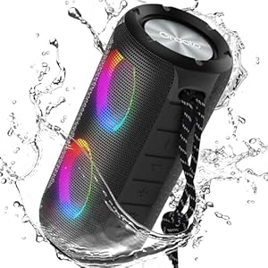 BassBloom Roar 1 Portable Bluetooth Speaker,60W Powerful Sound with Deep Bass,IPX6 Waterproof,24H Playtime,Bluetooth 5.4,RGB Party Lights,Wireless Stereo Pairing,Travel Outdoor for Camping and Beach
